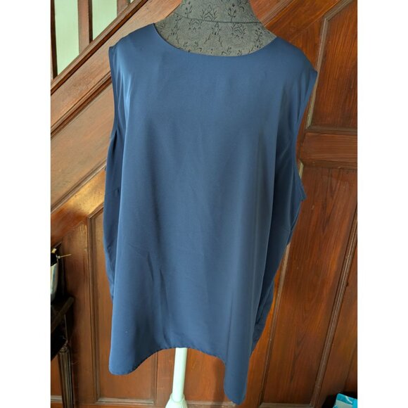 Notations Womens Plus Size 2X Sleeveless Navy Blue Blouse Top - Picture 1 of 7